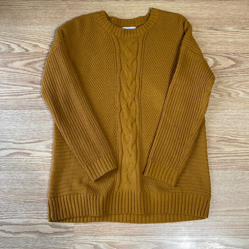 Yellow cable knit sweater
